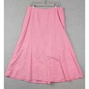 Christopher & Banks Linen Rayon Pink A Lined Panel Maxi Skirt Women's 10 Lined